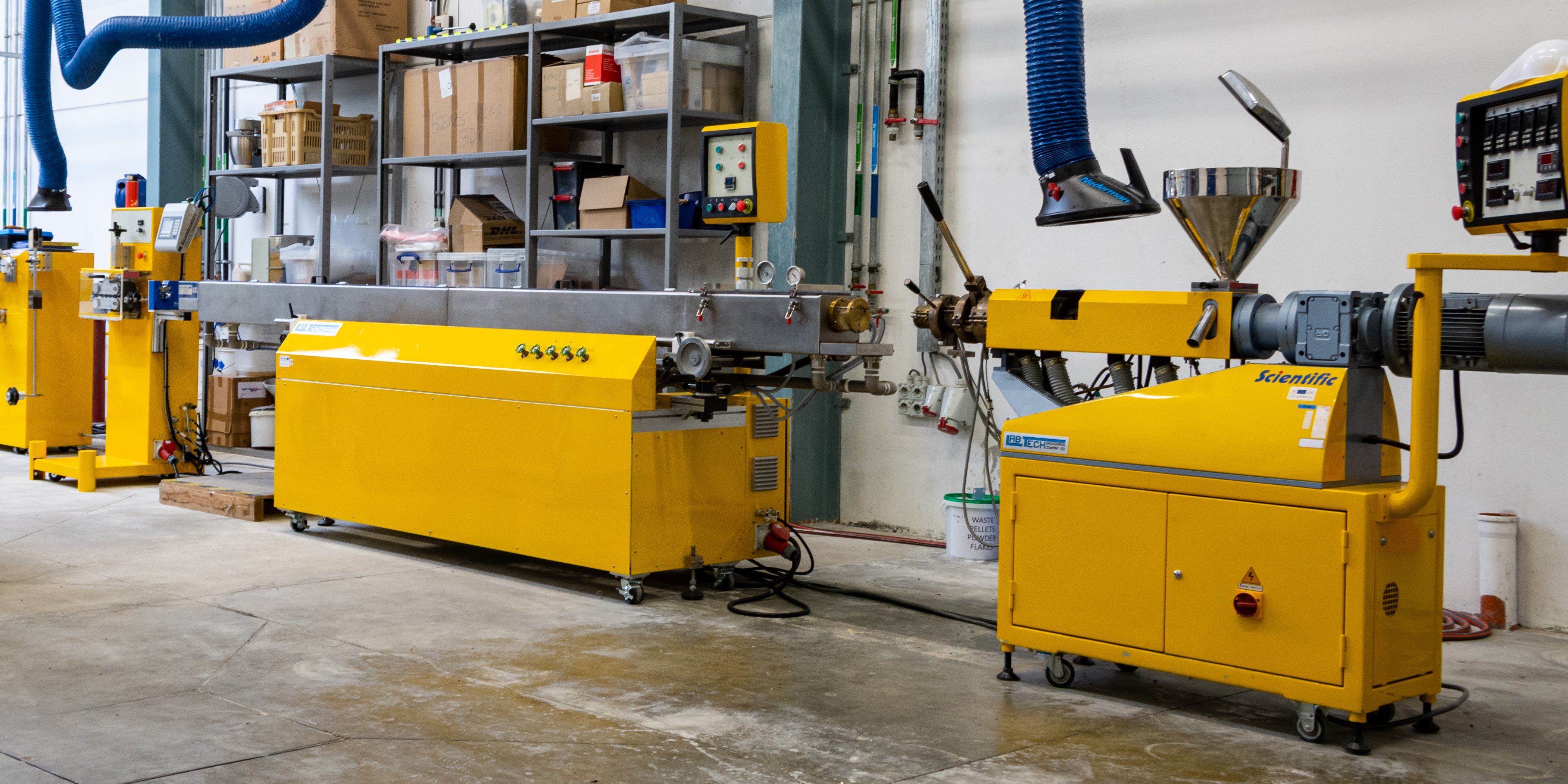 New filament extrusion line for 3D printing. Interreg PEPS